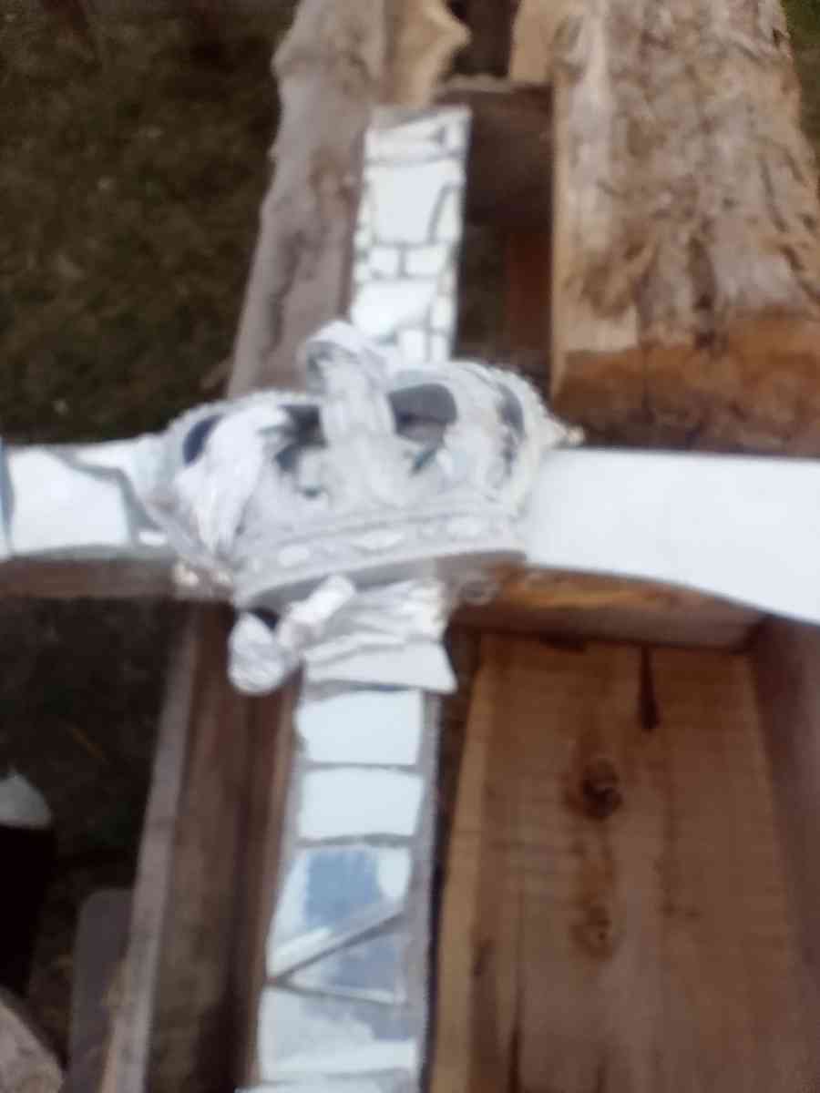 black walnut cross handmade with mirrors and epoxy 4ft