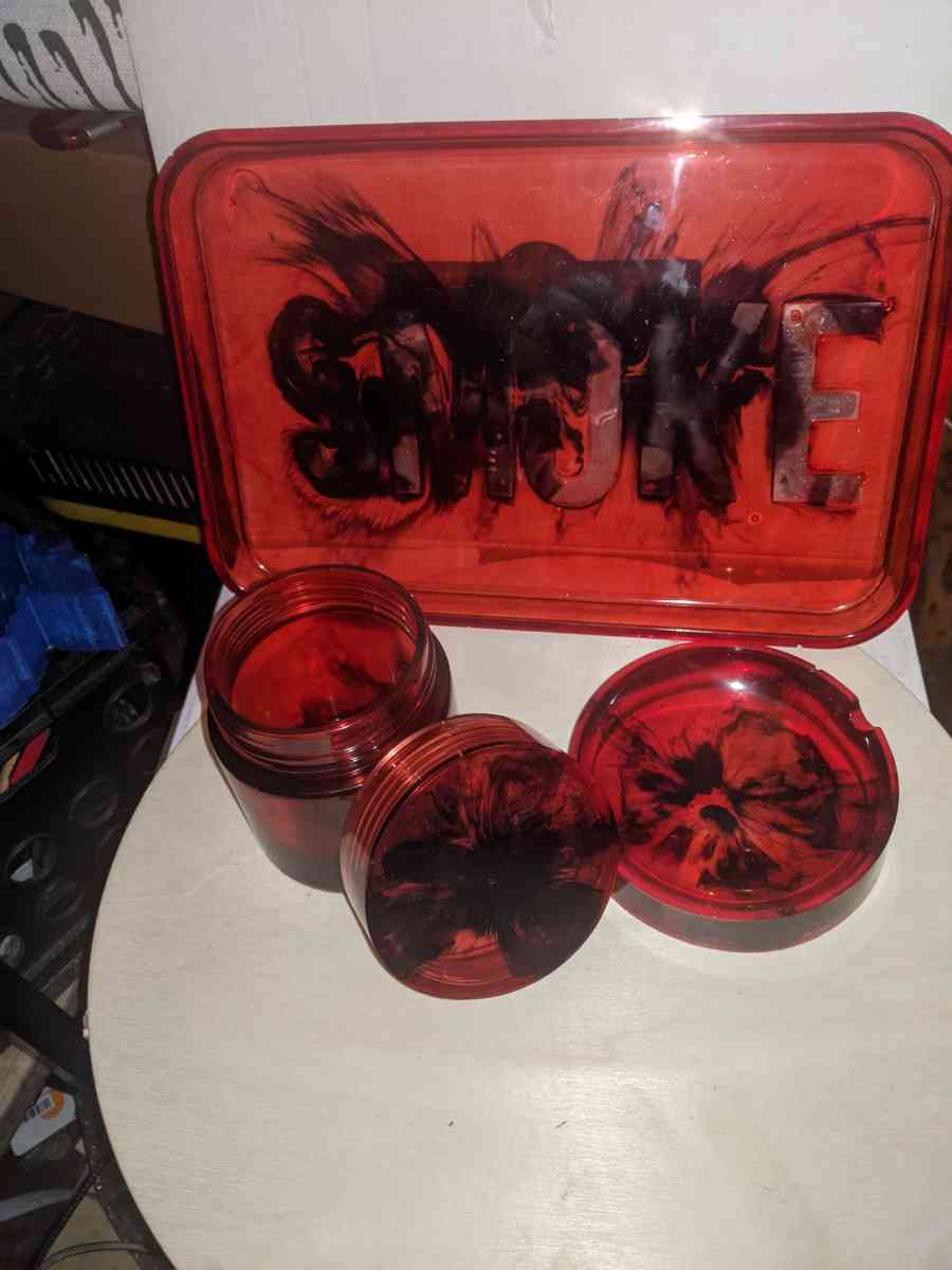 4 pc Handmade Epoxy rolling tray set