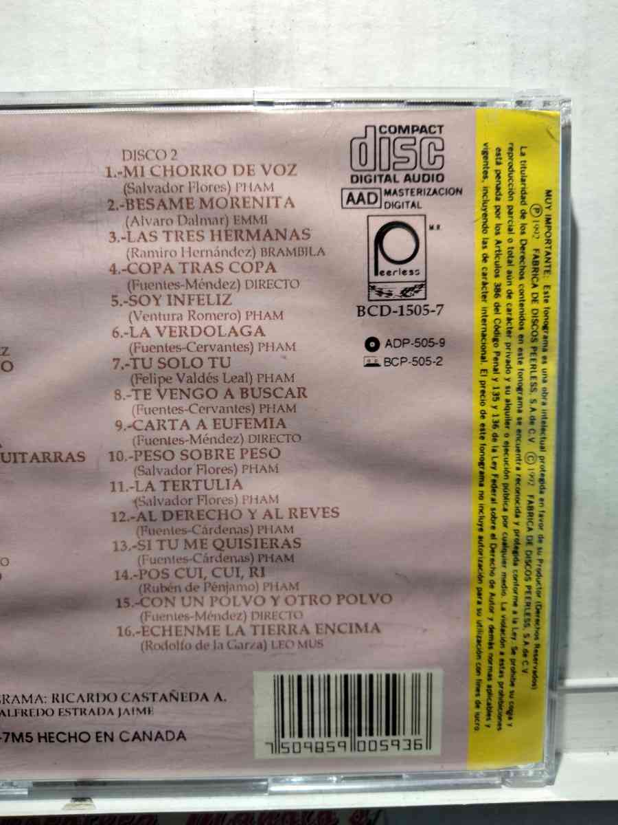 PEDRO INFANTE CANCIONES RANCHERAS 2 CDS USADOS EN EXC COND