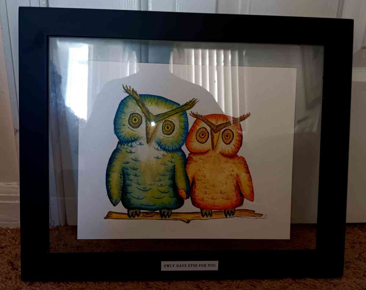gorgeous owls painting  happy and bright