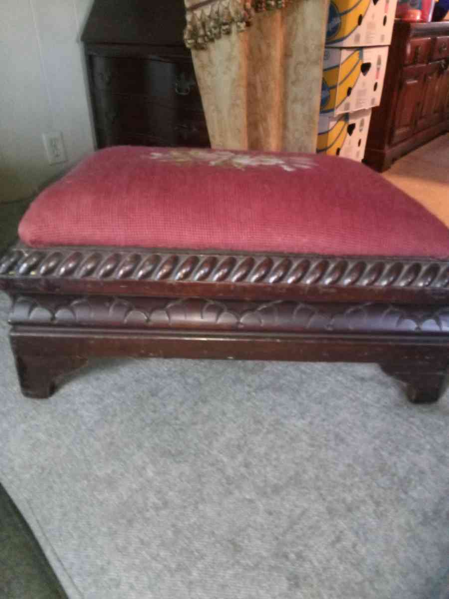 Vintage Needlepoint Footstool