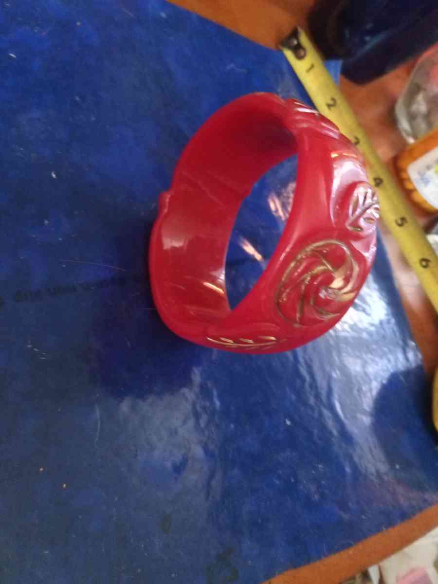 50s Carved red Bangle bracelet