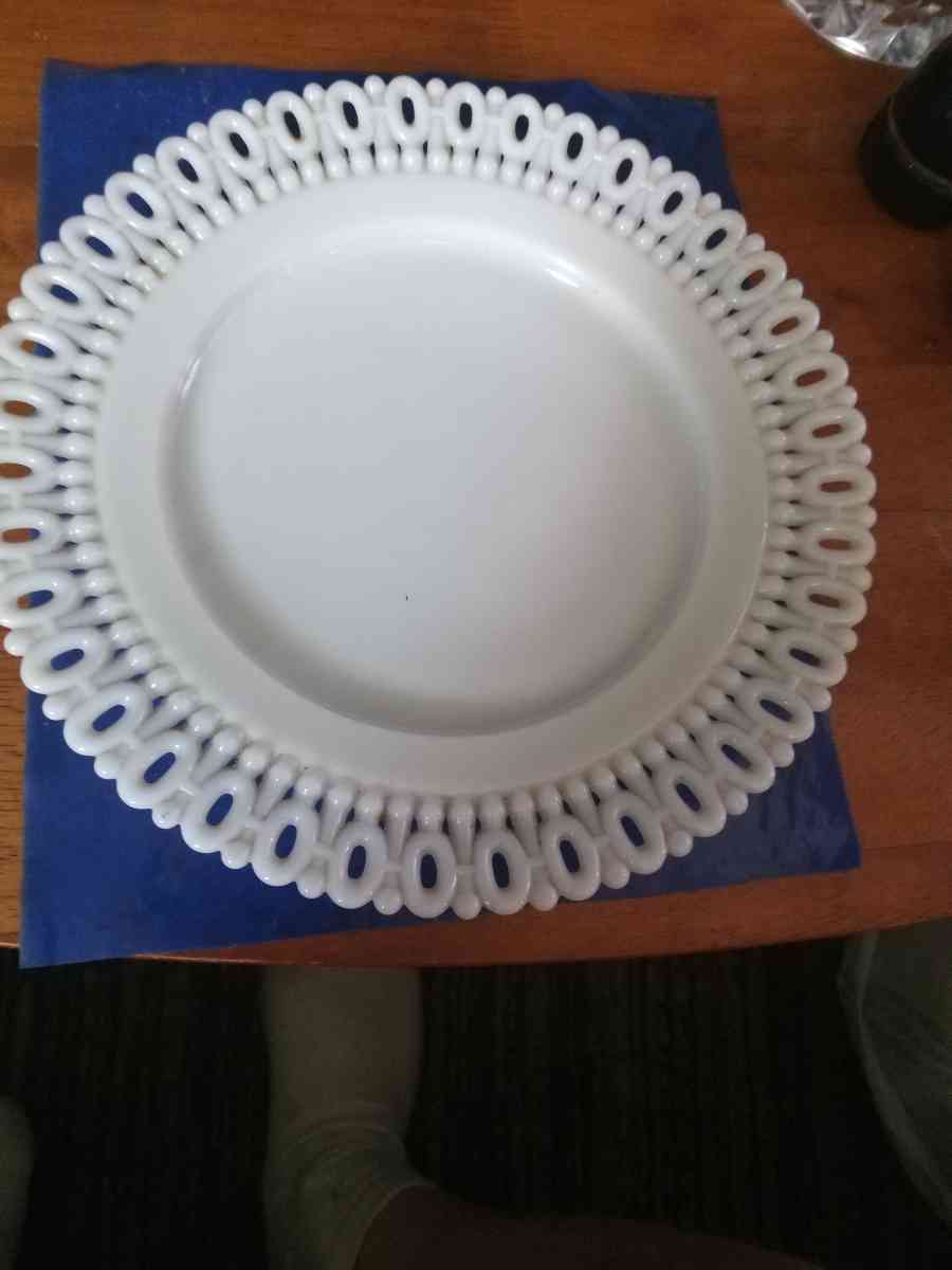 EAPG 8 inch 101 Border Milk glass plate