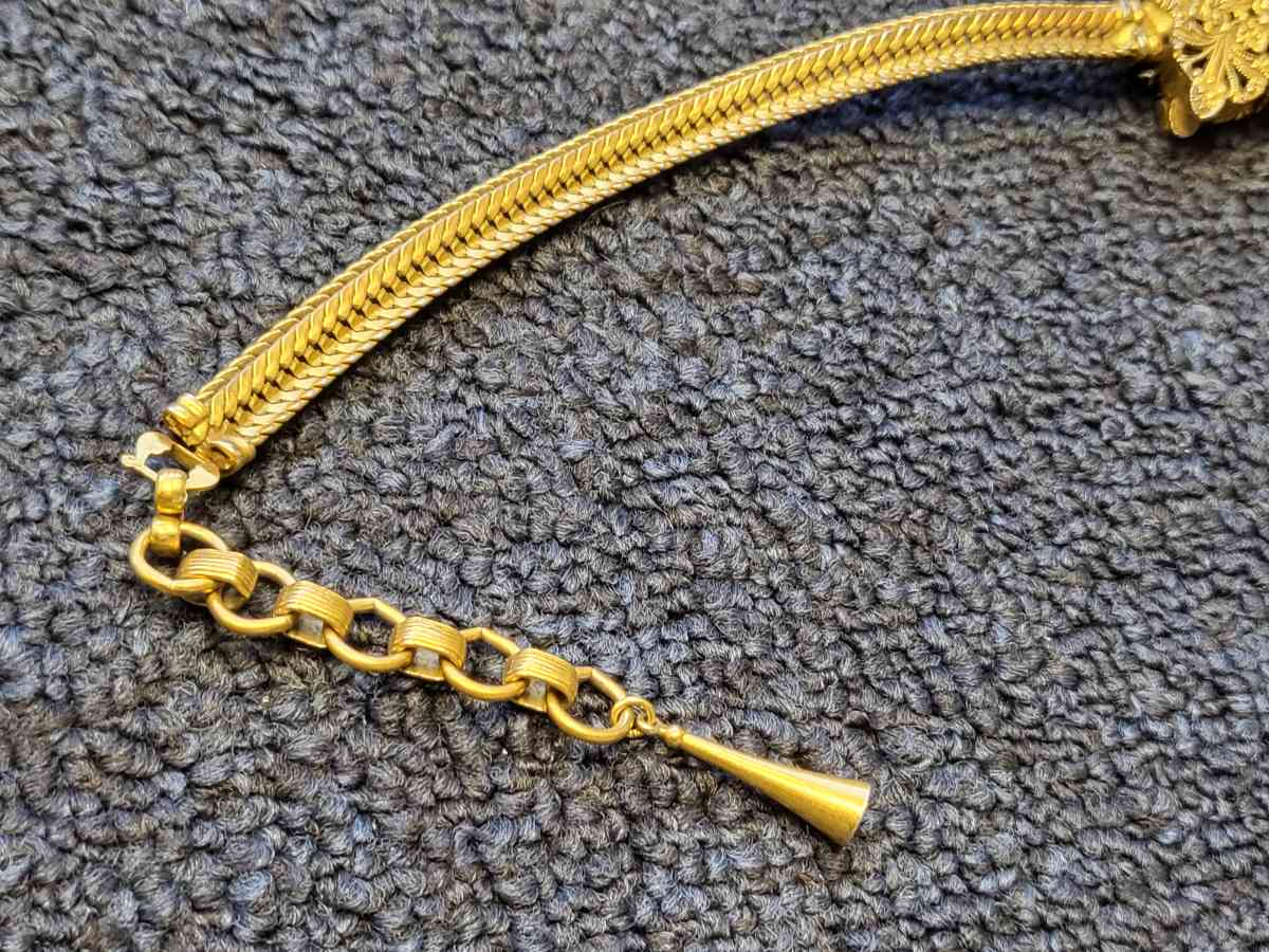 antique Victorian Gold Filled fire oak tassel chain fob