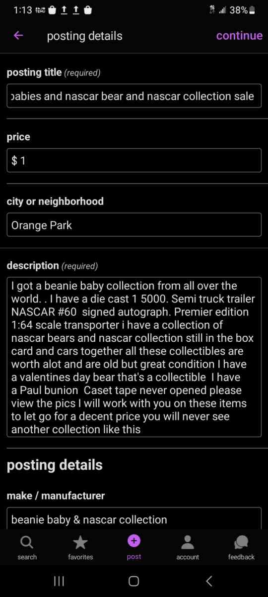 Beanie baby collection and NASCAR collection