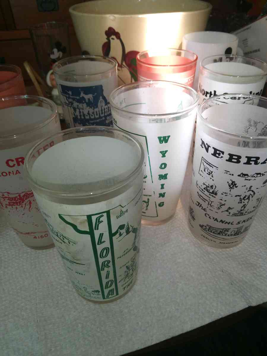 10 States Souvenir Glasses