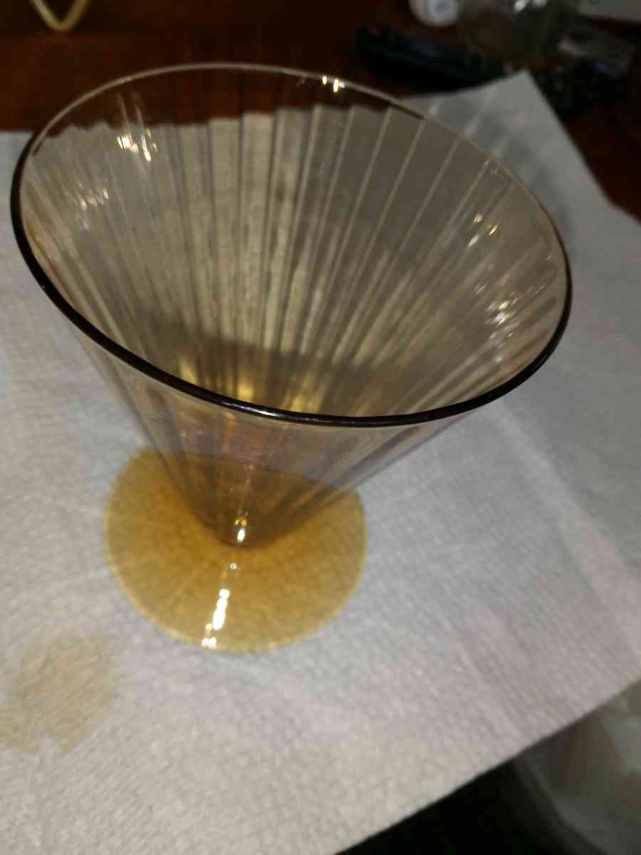 Amber Depression Glass footed Tumbler