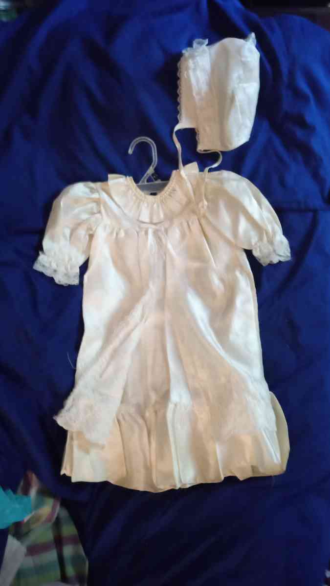 2 antique christening gowns w bonnets and slip