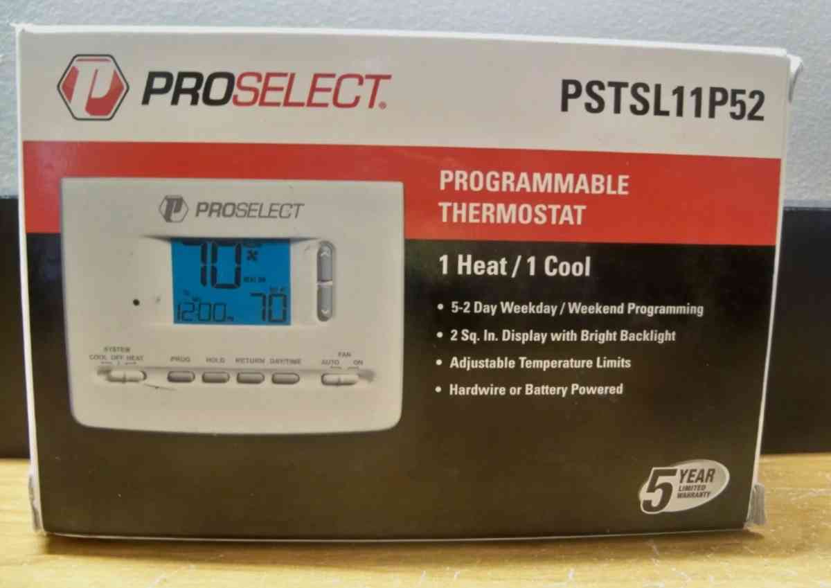 Proselect programmable thermostat 1 heat 1cool