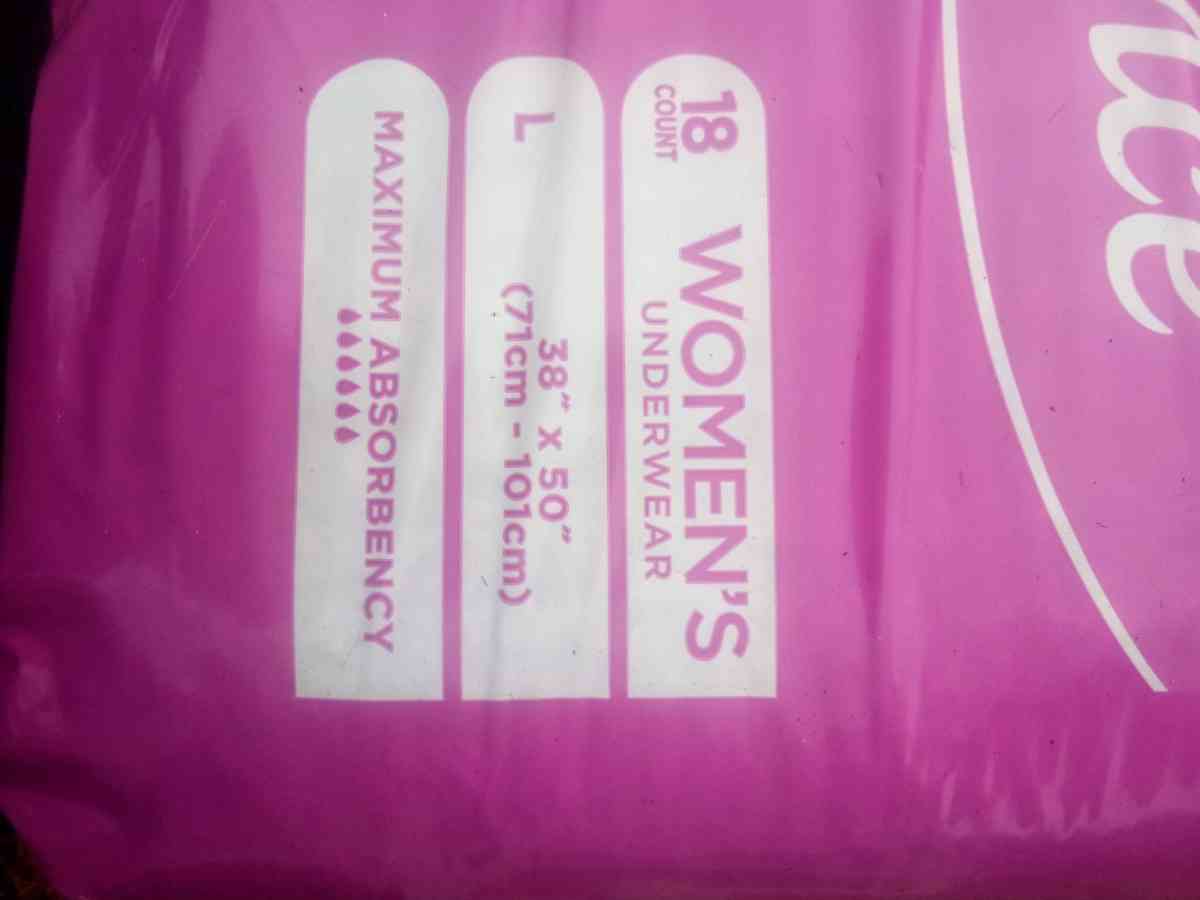 adult diapers 18 packs womens large