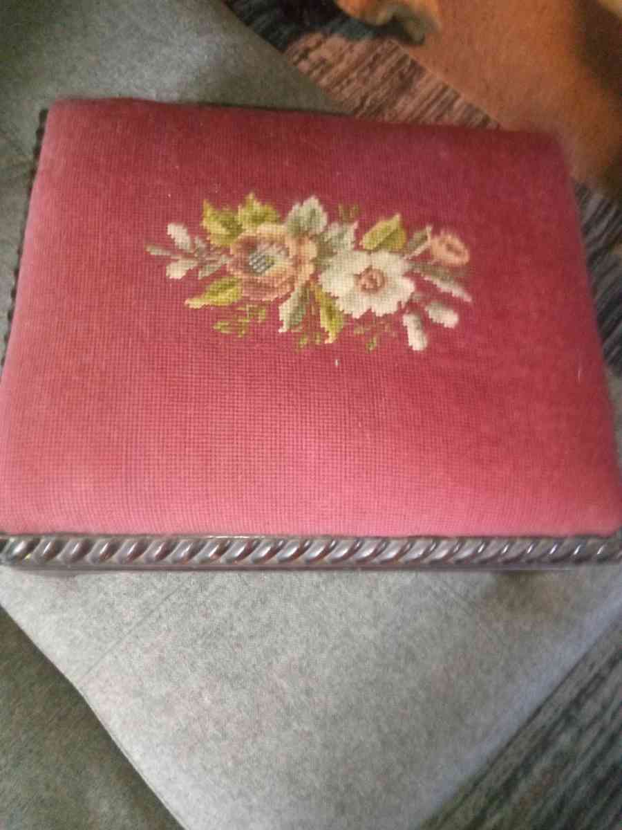 Vintage Needlepoint Footstool