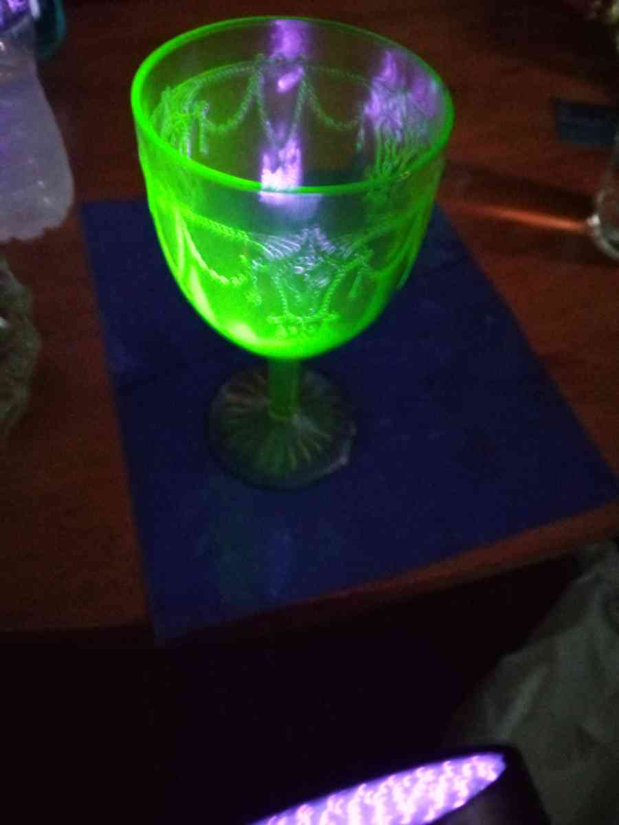 Uranium Glass CAMEO BALLERINA water or wine