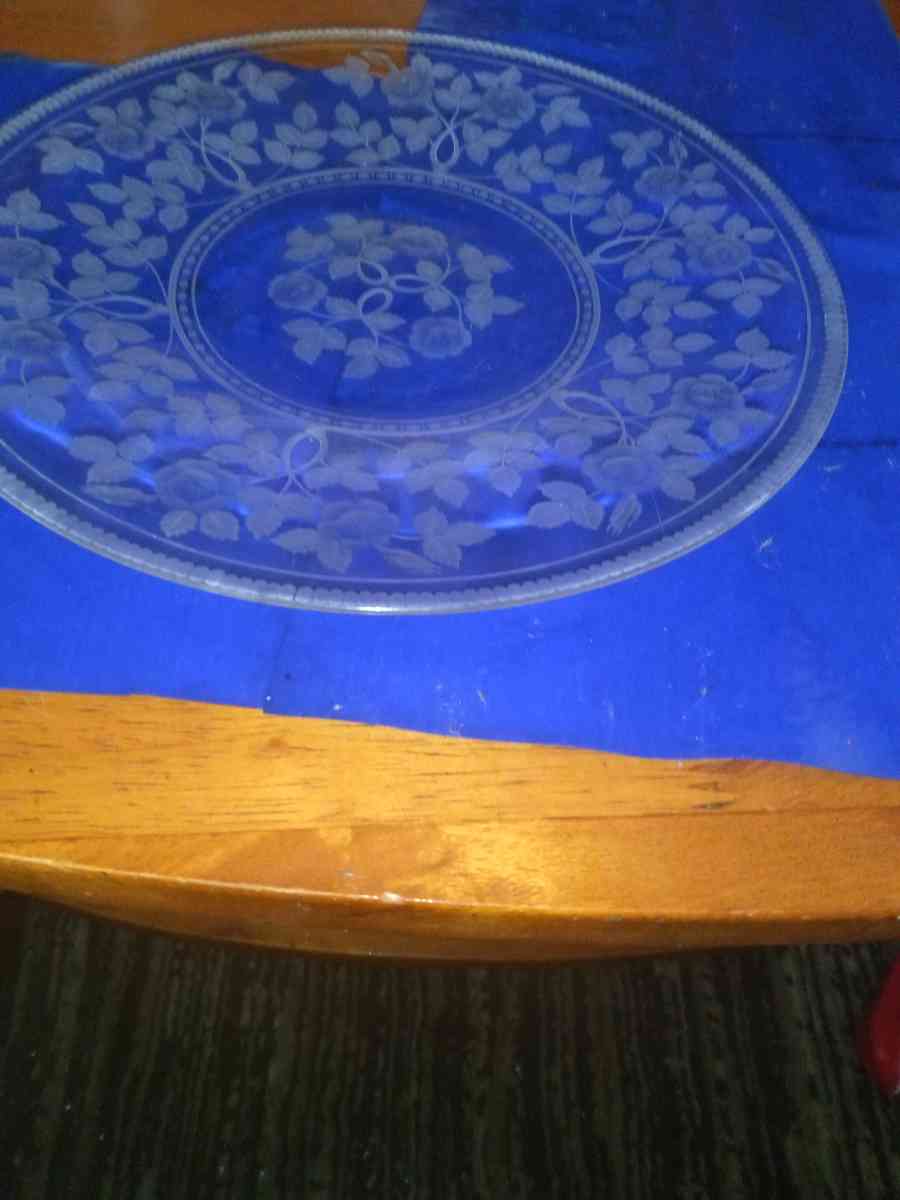 Victorian Flint glass Etched dinnerplate