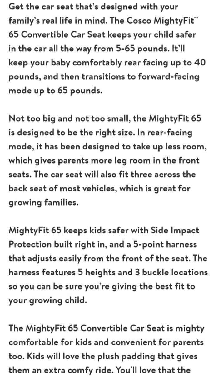 Girls Cosco convertible carseat