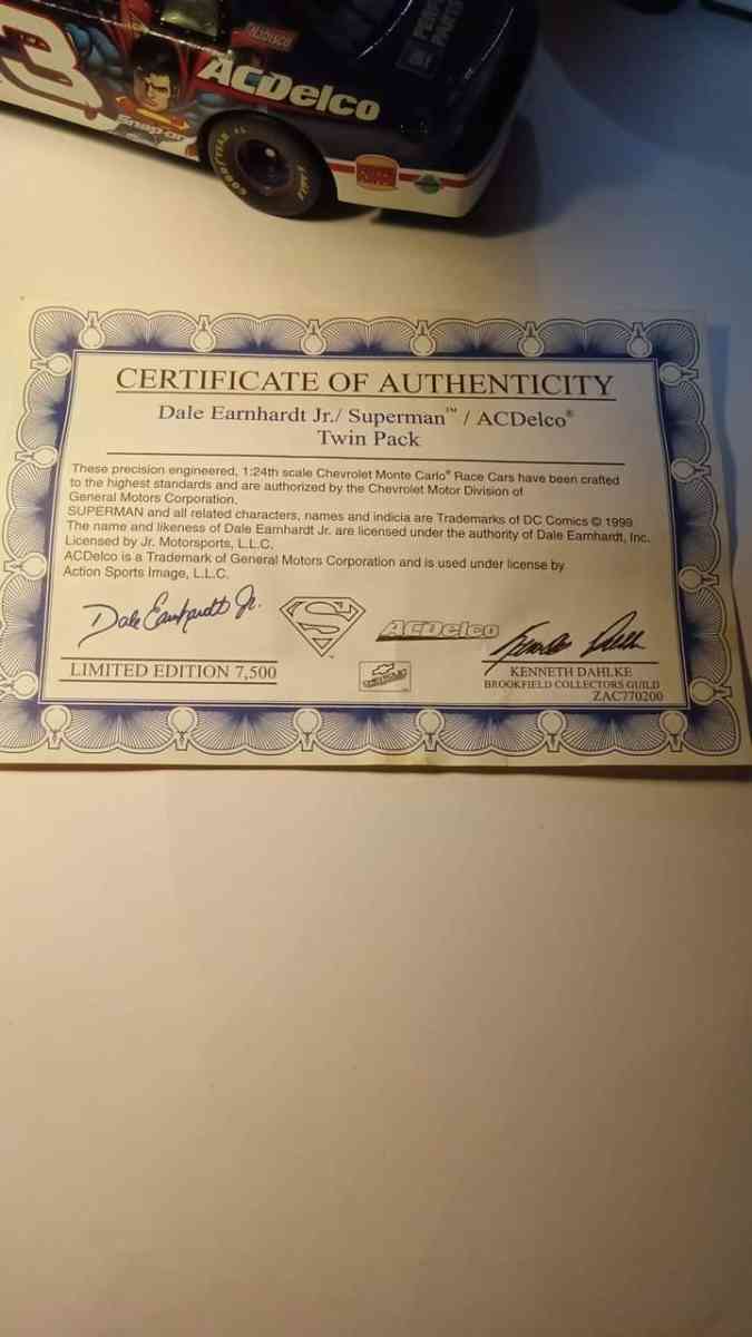 Dale Earnhardt Jr Brookfield superman and ac Delco cars