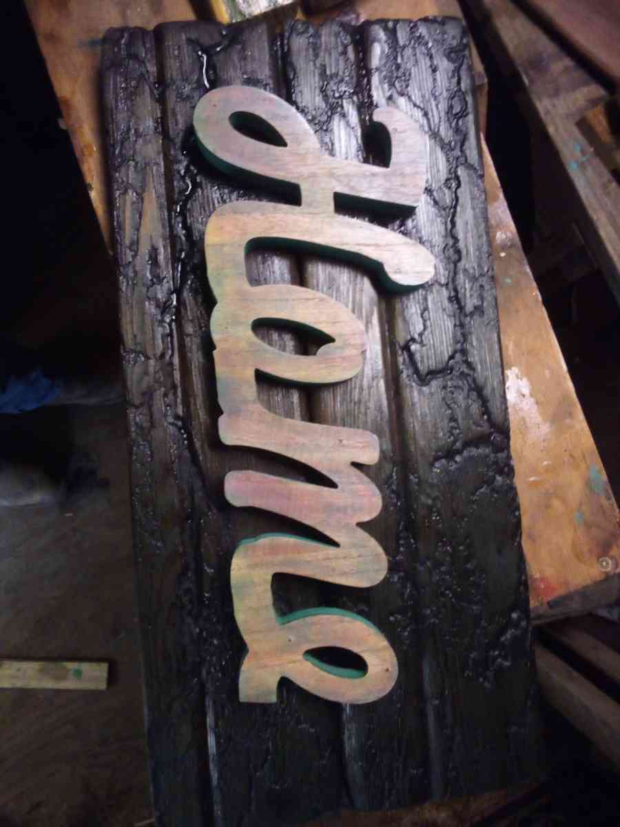 fractal burned hand made tables crosses signs