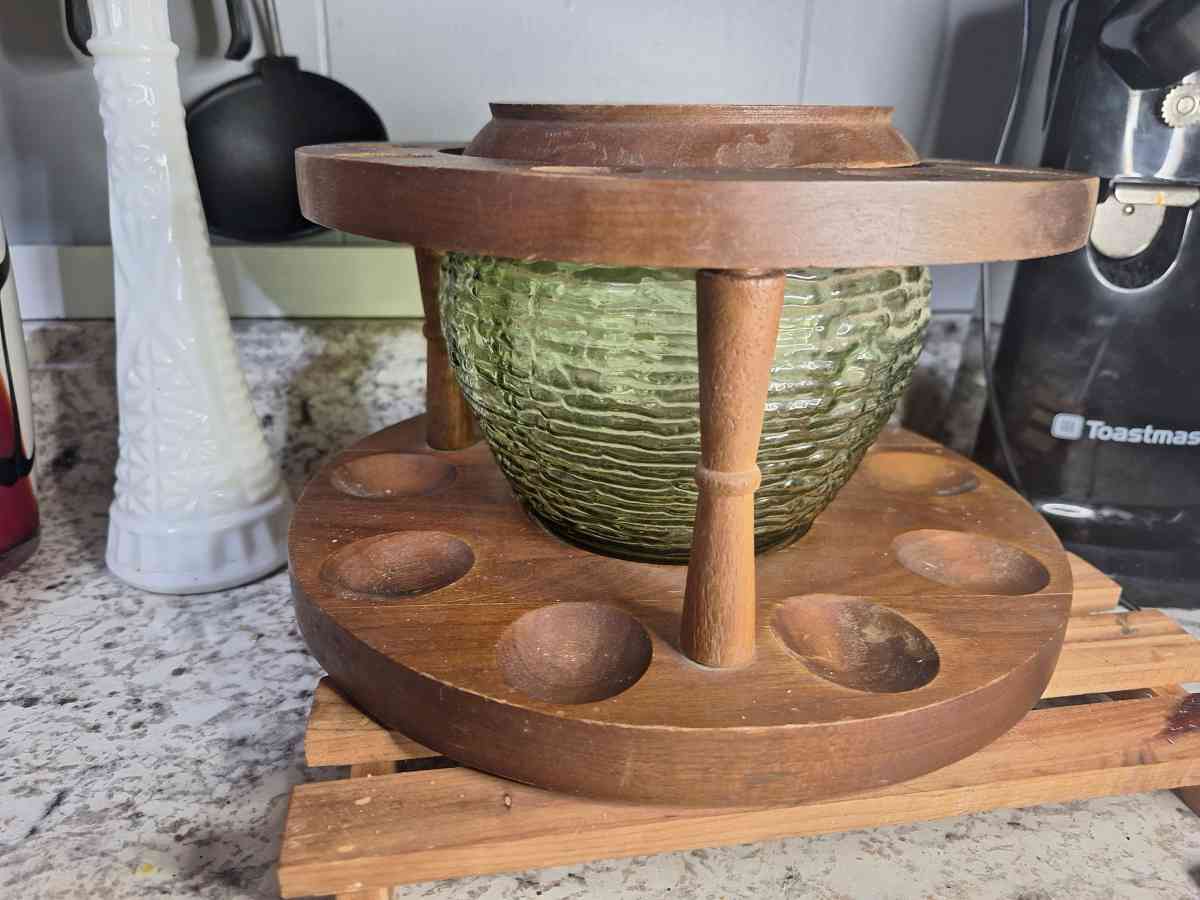 Vintage 1960s Fairfax Tobacco Humidor and Walnut Pipe Stand