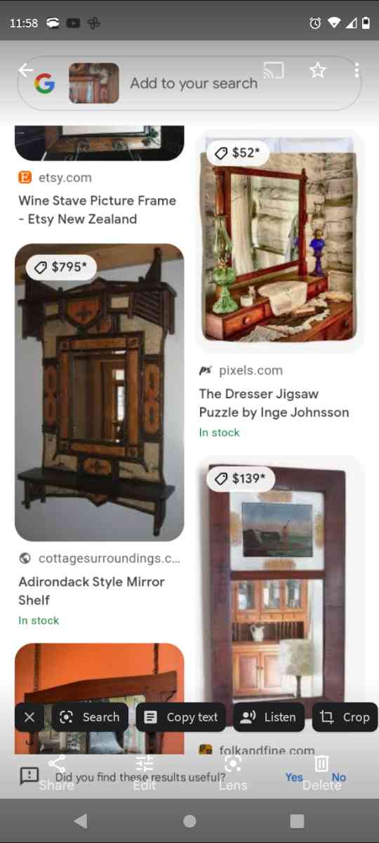 Adirondack style mirror shelf
