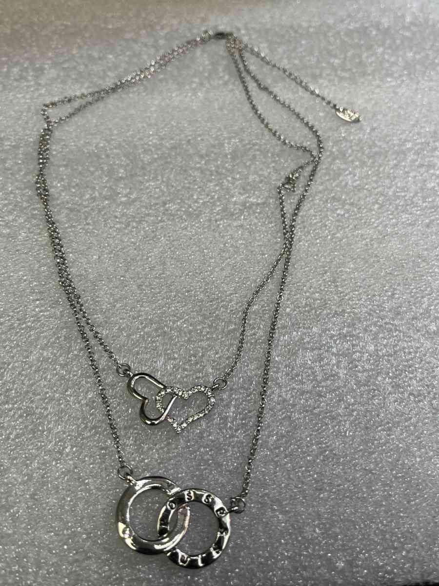 ROXI necklace Sterling Silver Plated Double Heart Two Layers