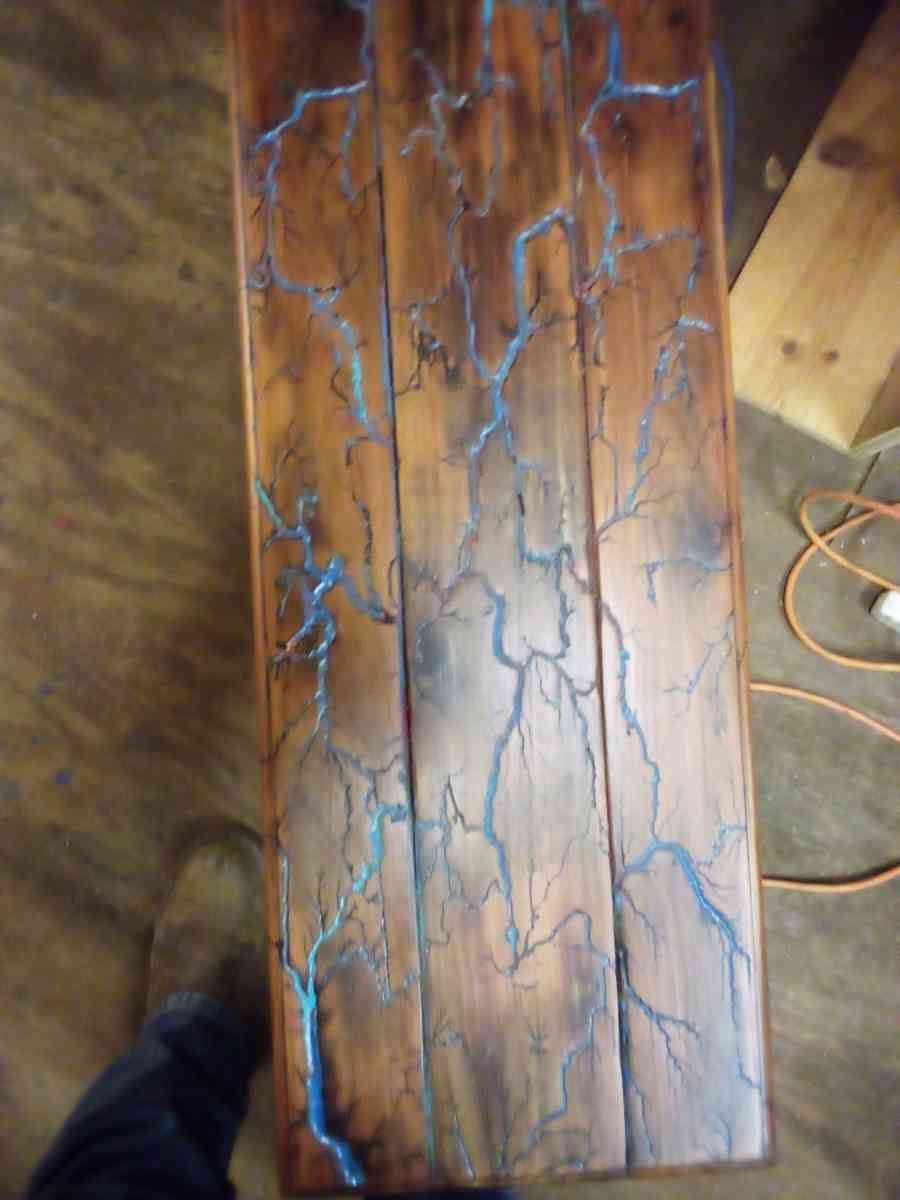 fractal burned hand made tables crosses signs