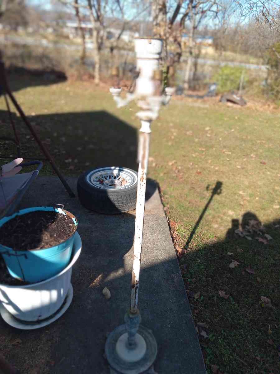 antique floor lamp marble base has brass on it