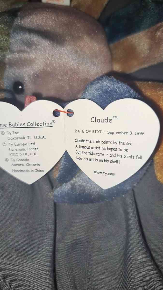 Ty Beanie Baby Claud The Crab RARE