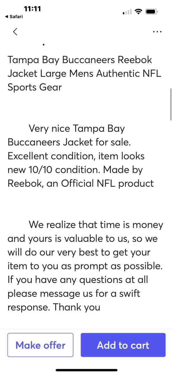 Buccaneers Wright winter jacket jack sport