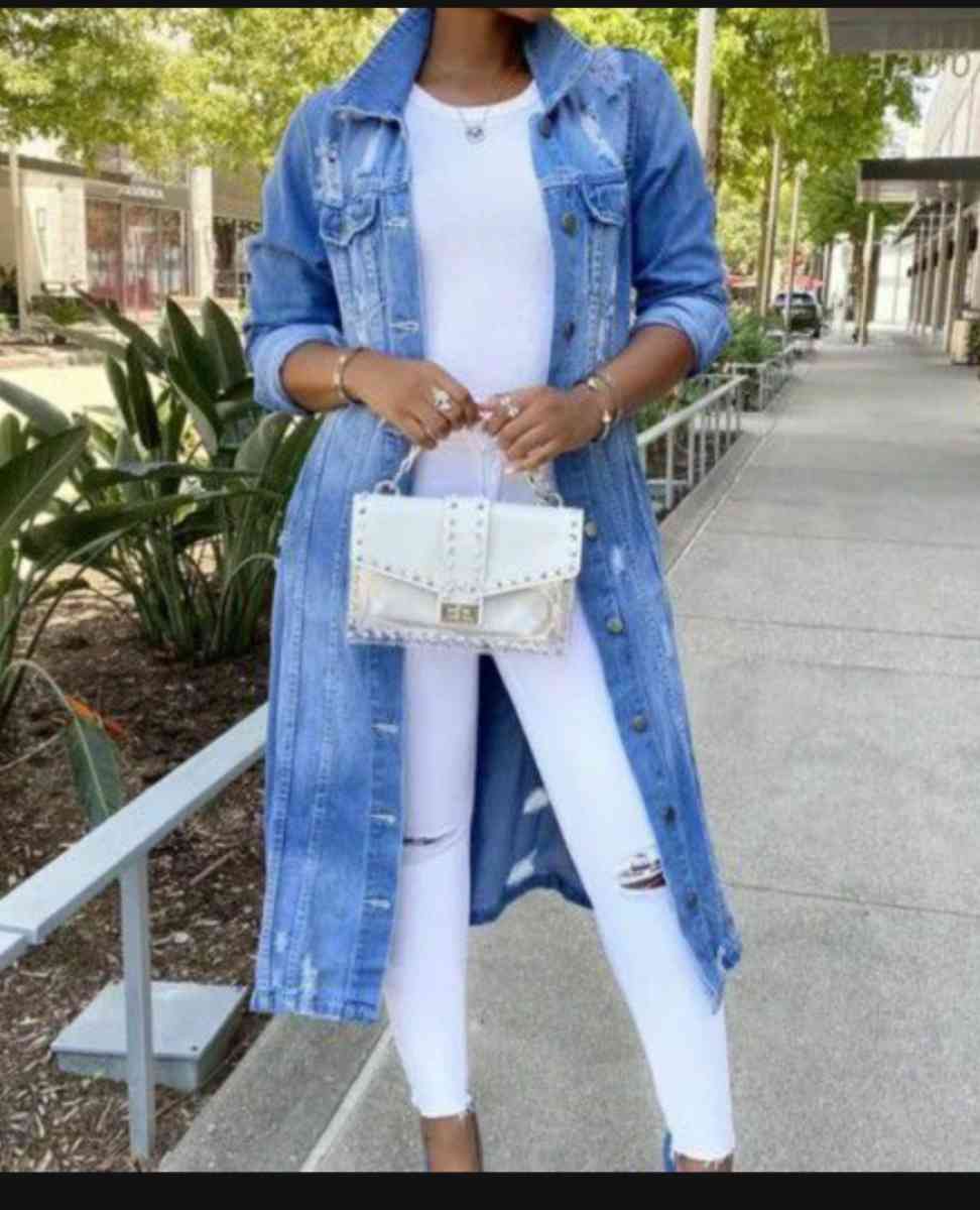 Women long trench jeans jackets