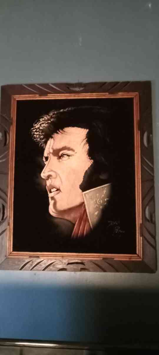 vintage black velvet Elvis painting
