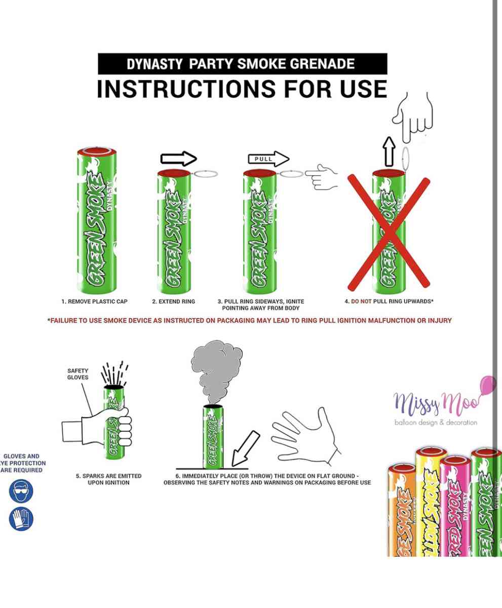 Dynastyparty Smoke Bomb Grenades  Pack of 3 Ring Pull Smoke