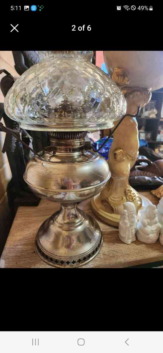 Silver Antique OIL LAMP 1895