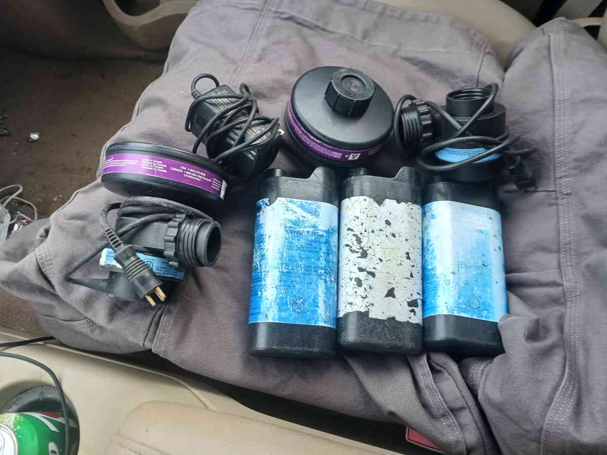 forced air respirator unit and MSA silicone respirator