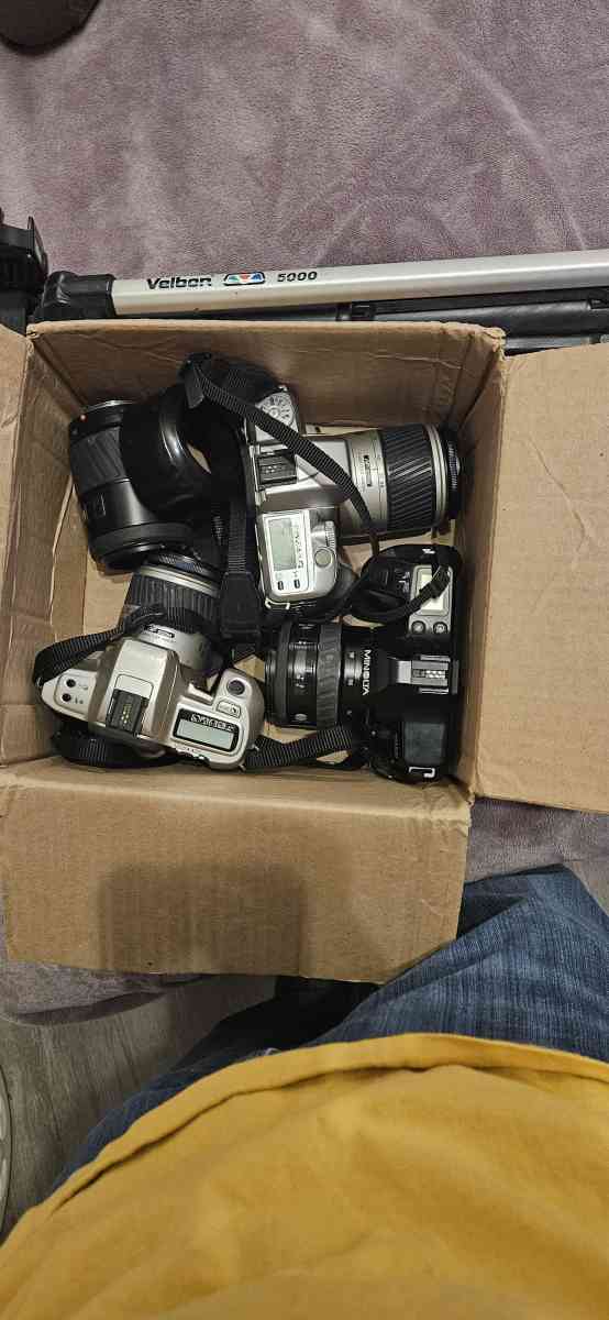 cameras and a tripod