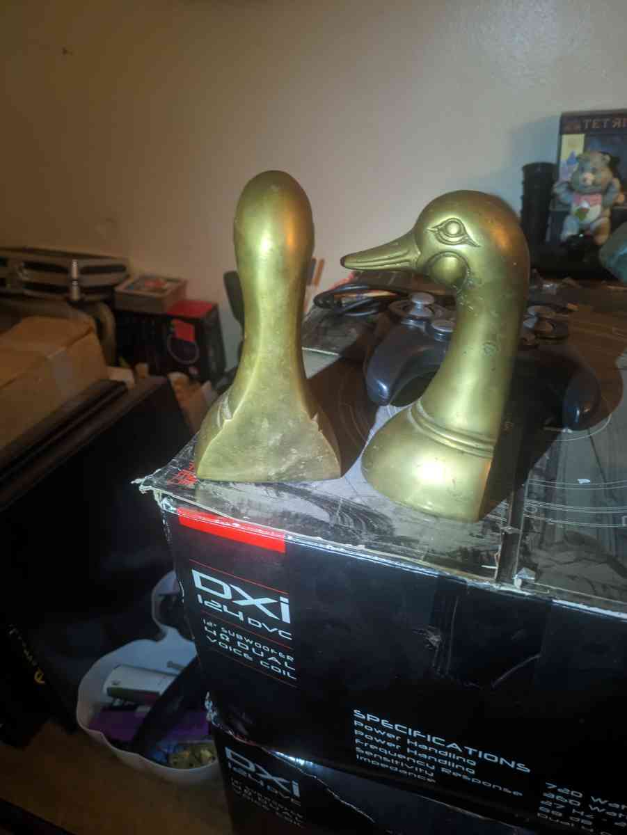 Antique Brass Duck Bookends