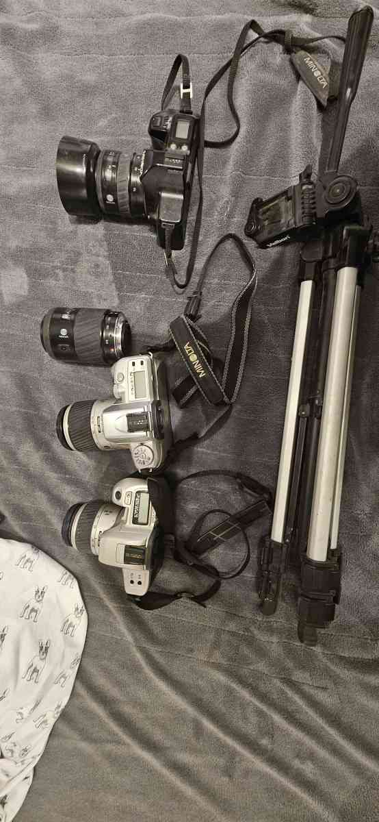 cameras and a tripod