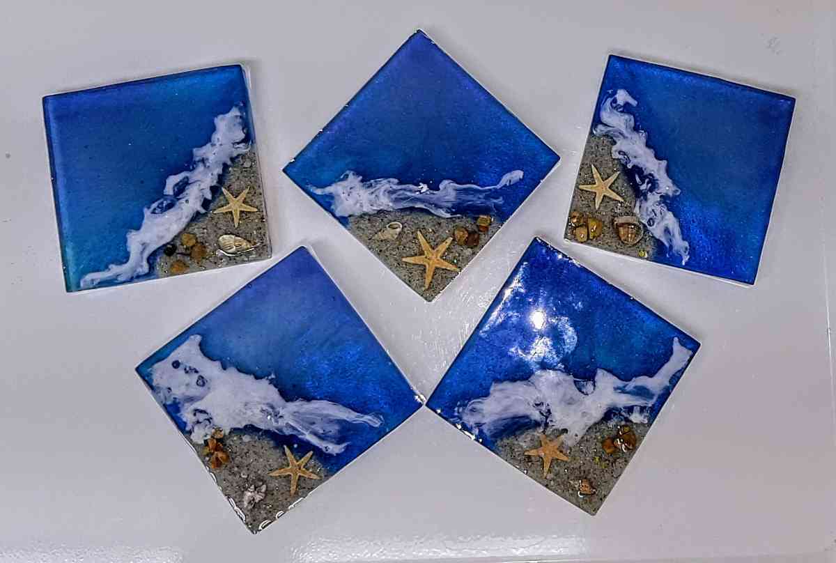 Set of Beach Scene Coasters