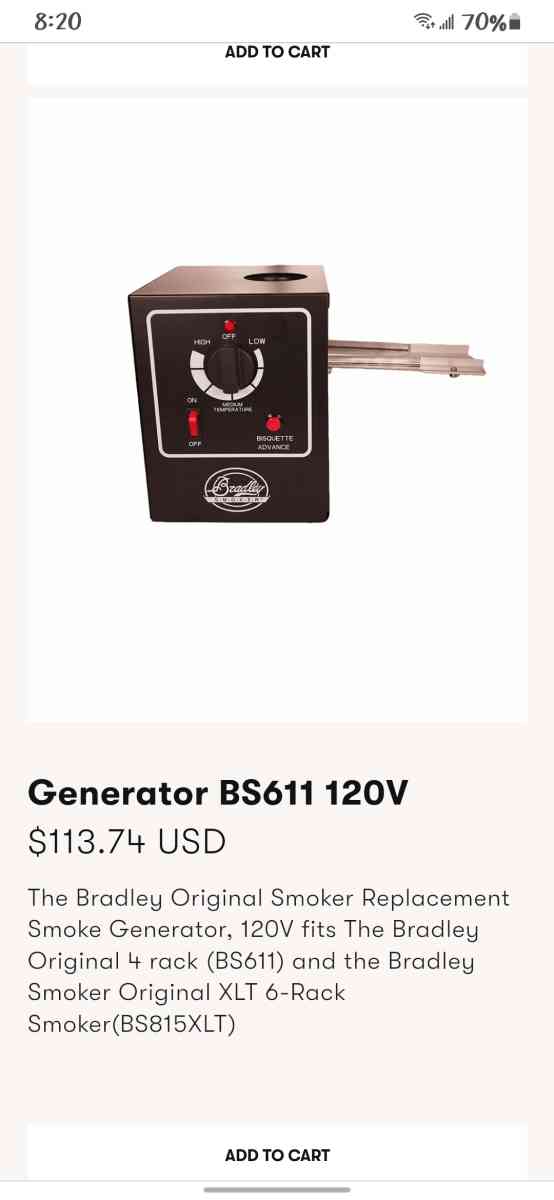 Bradley Smoker replacement smoker