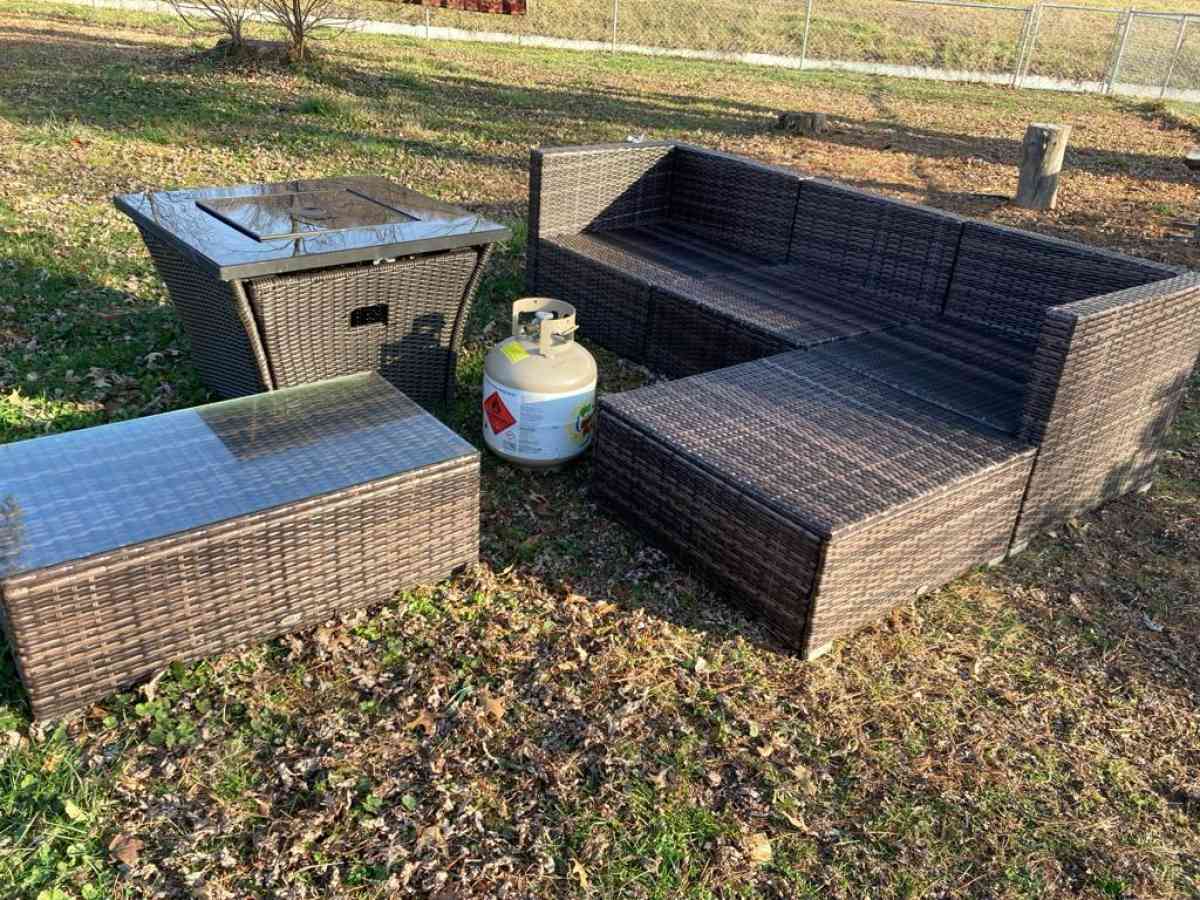 patio furniture  with fire pit table