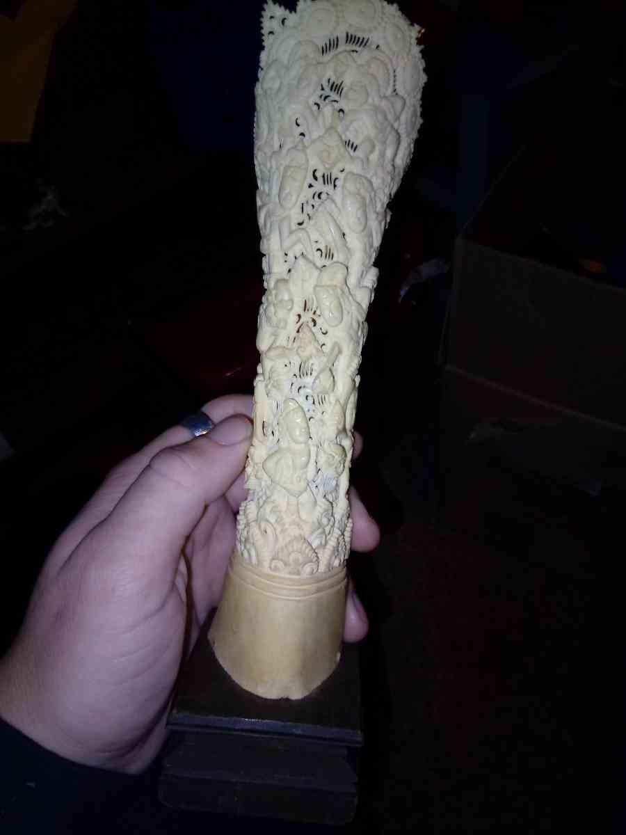 antique hand carved bone statue