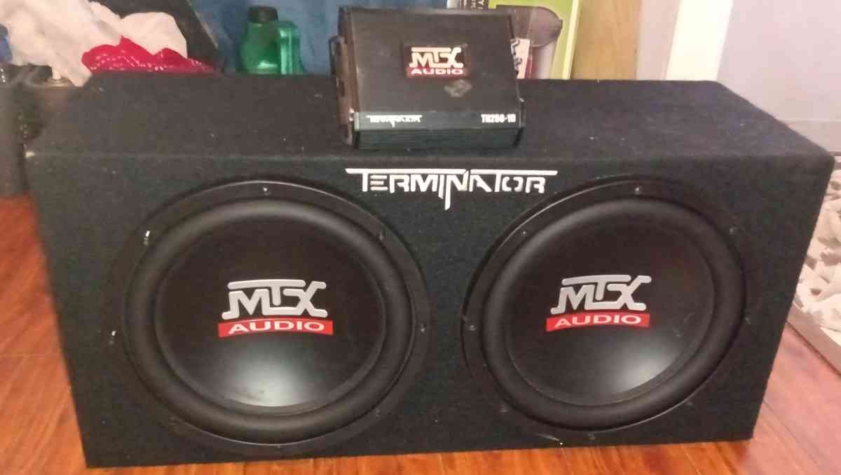 2 Terminator MXT Audio Subs in Box MXT 1200 Watt Amp