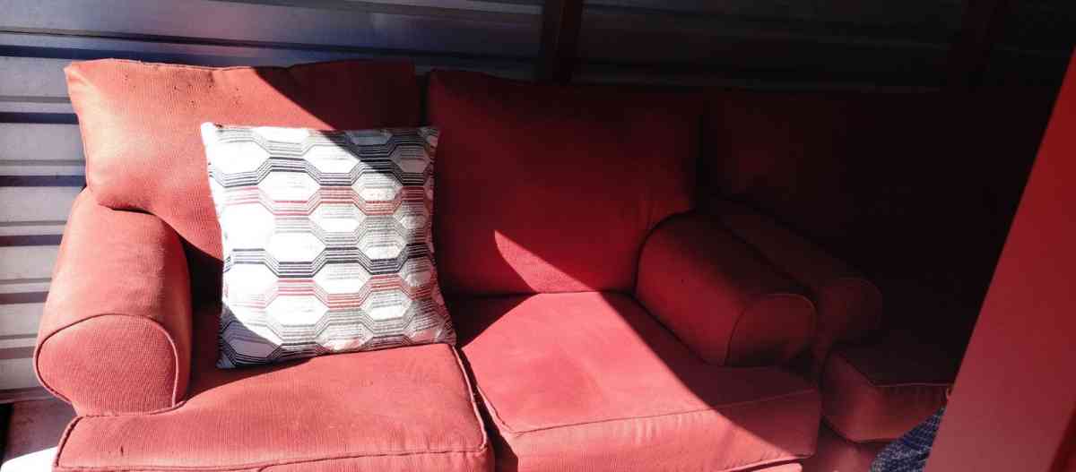 Red Sofa and Love Seat