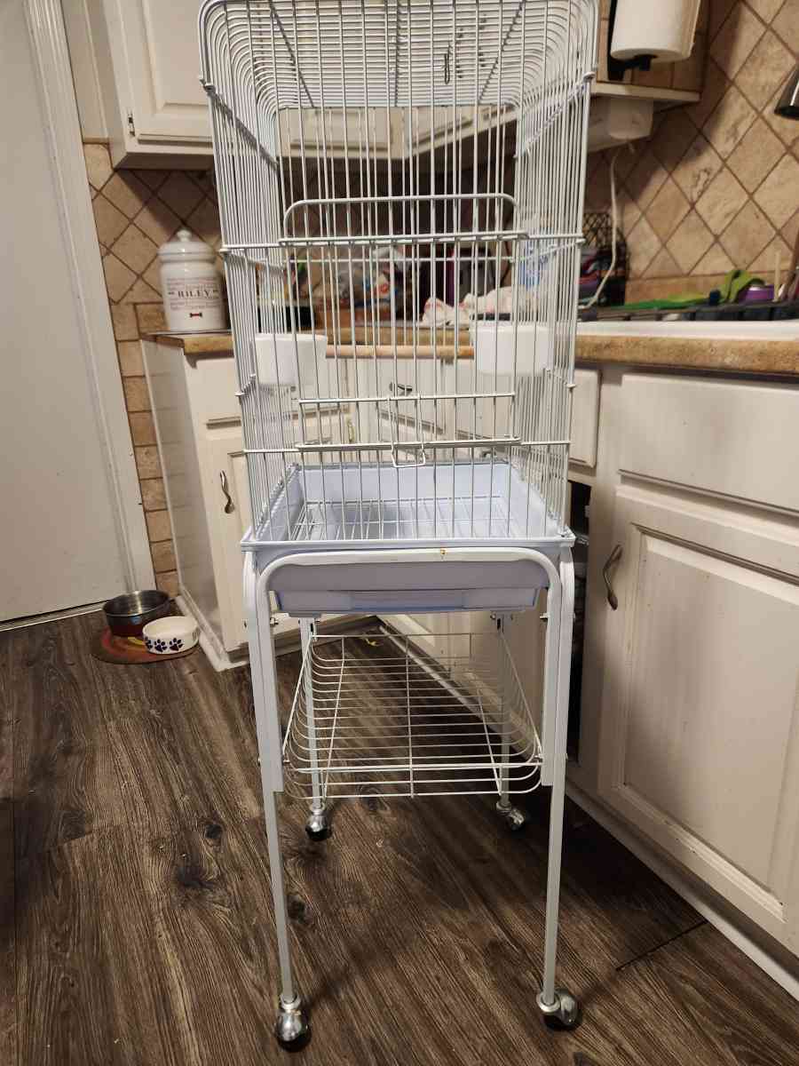 tall white wire birdcage