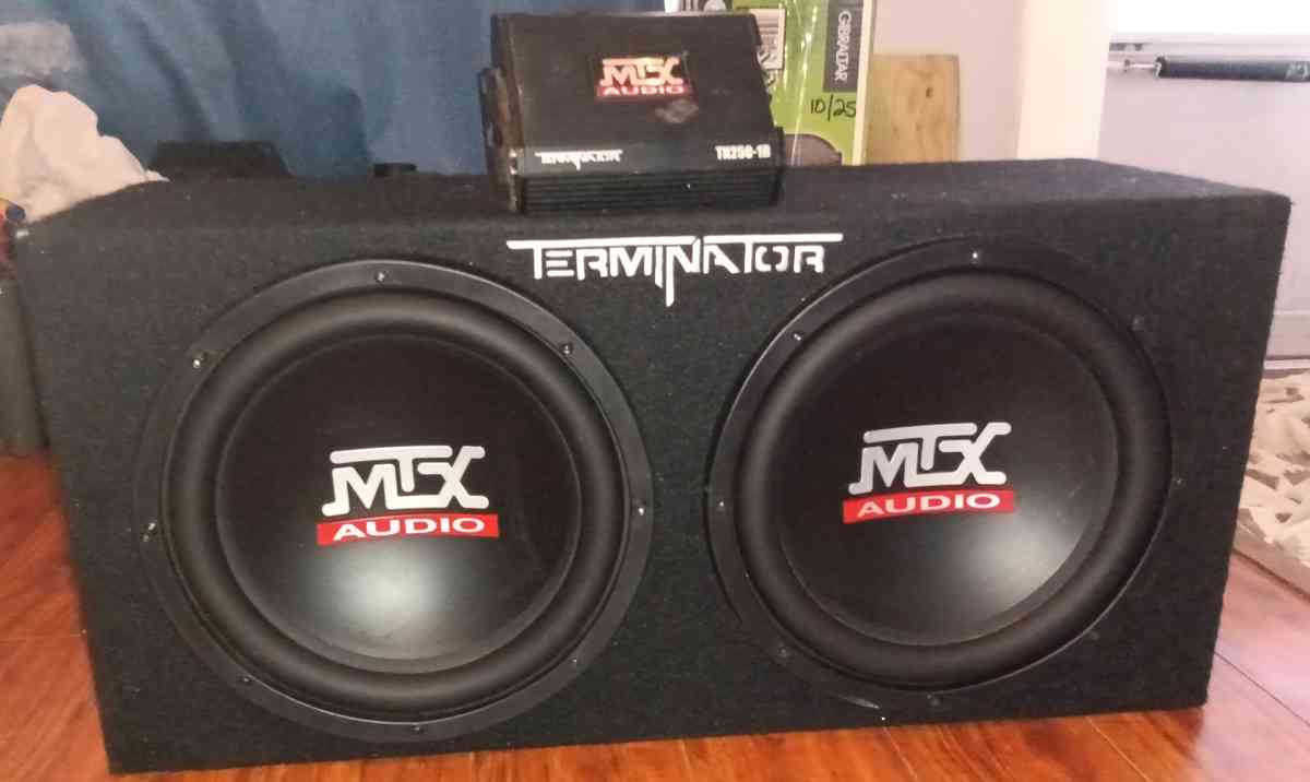 2 Terminator MXT Audio Subs in Box MXT 1200 Watt Amp