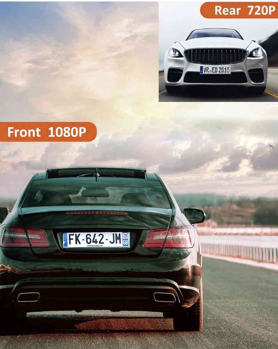 dash camera with front and rear camera accident lock