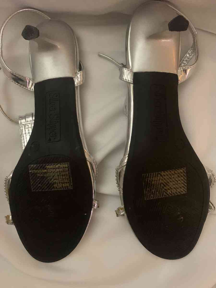 silver slipper heels