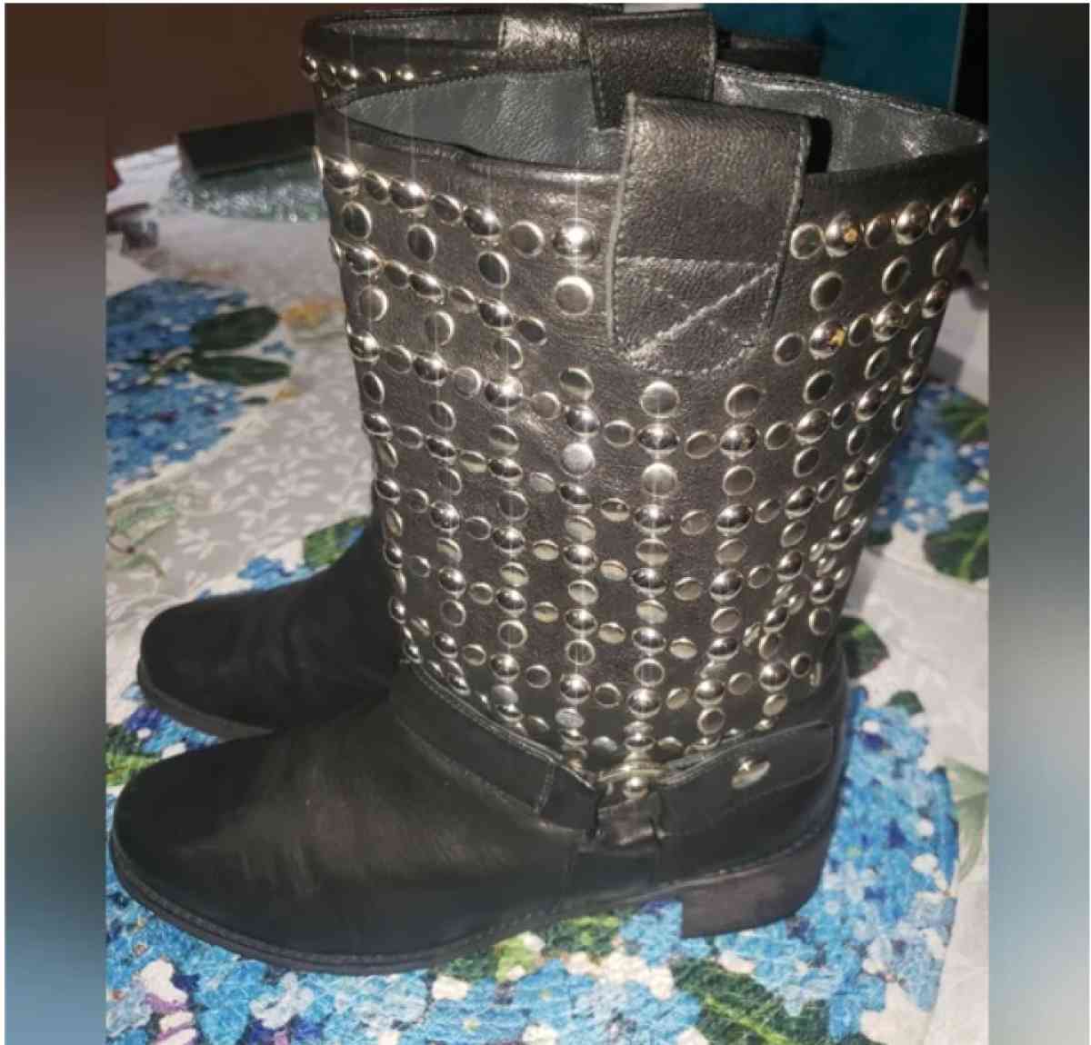 Stuart Weitzman Black Leather Moto Boots