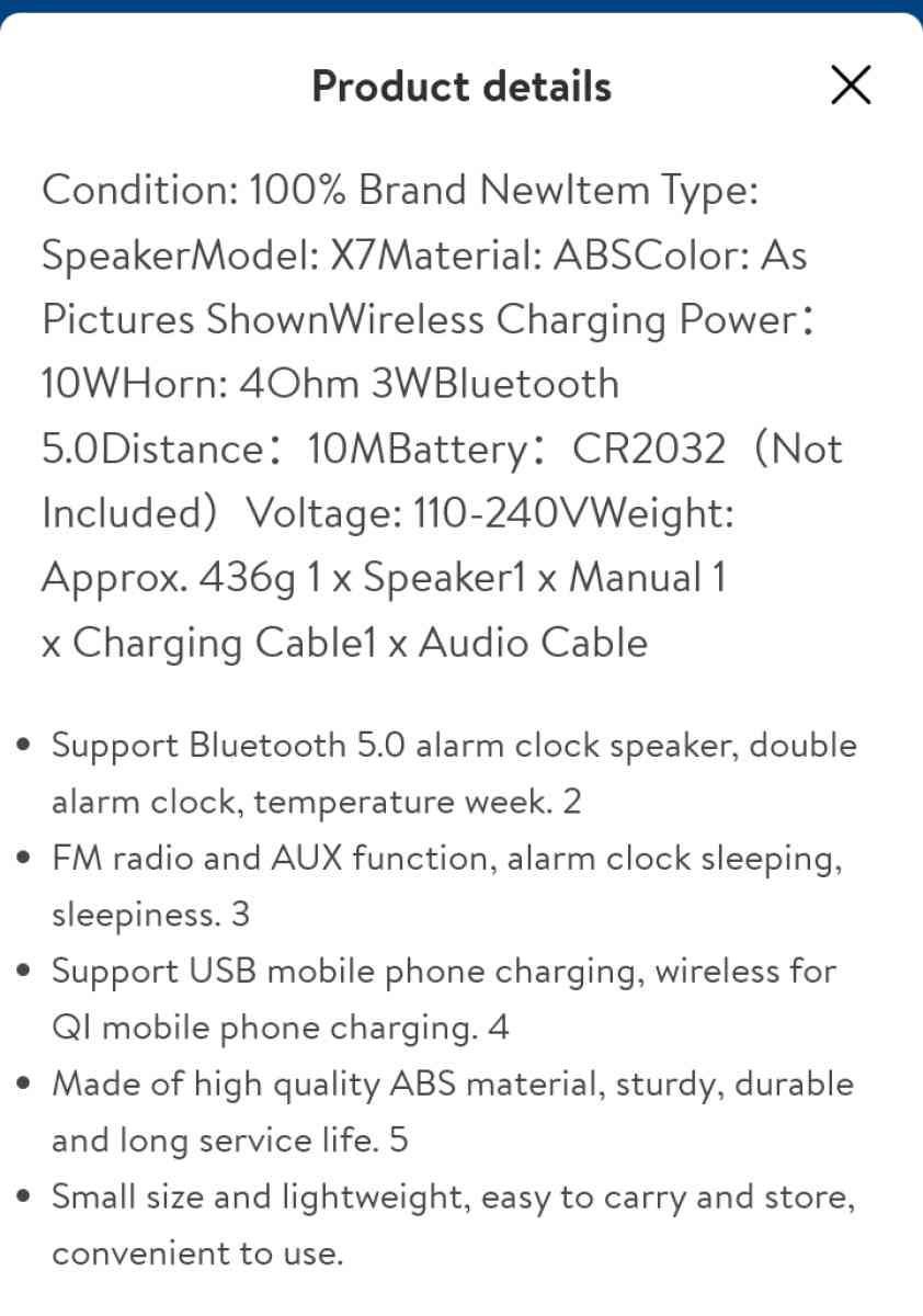 Bluetooth 50 Speaker Alarm Clock Mobile Phone Stand Wireless