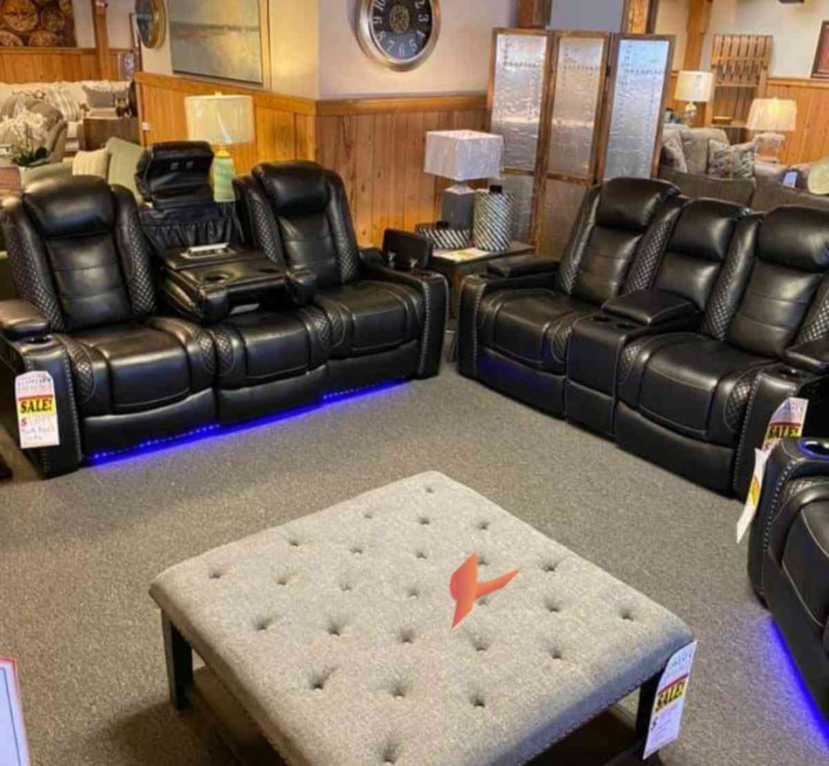 Black Power Reclining Living Room Set sofa loveseat