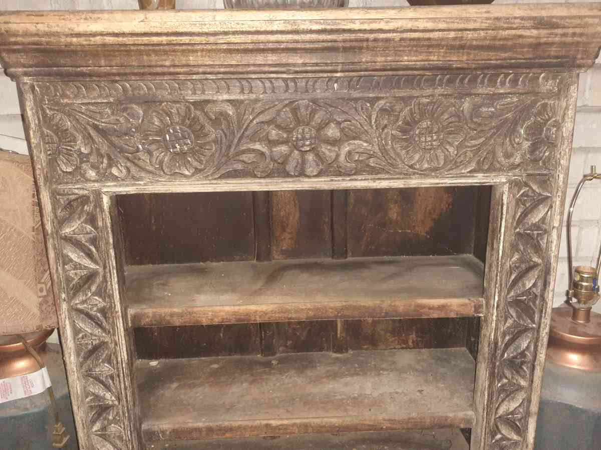 antique hand carved bookshelf