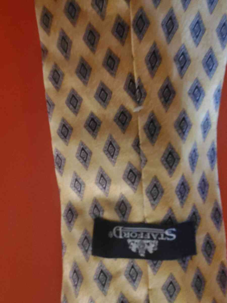 Stafford tie gold silver and blue design 54 inches long wide